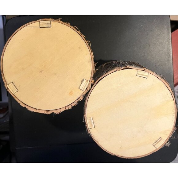 Set Of 2 Birch Bark Star Cutout Candle Holders Rustic Nature Decor - Picture 7 of 9